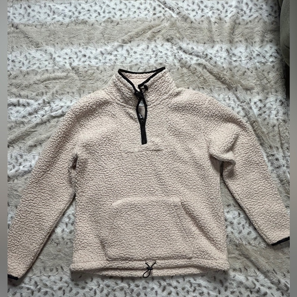 Pink fleece pullover